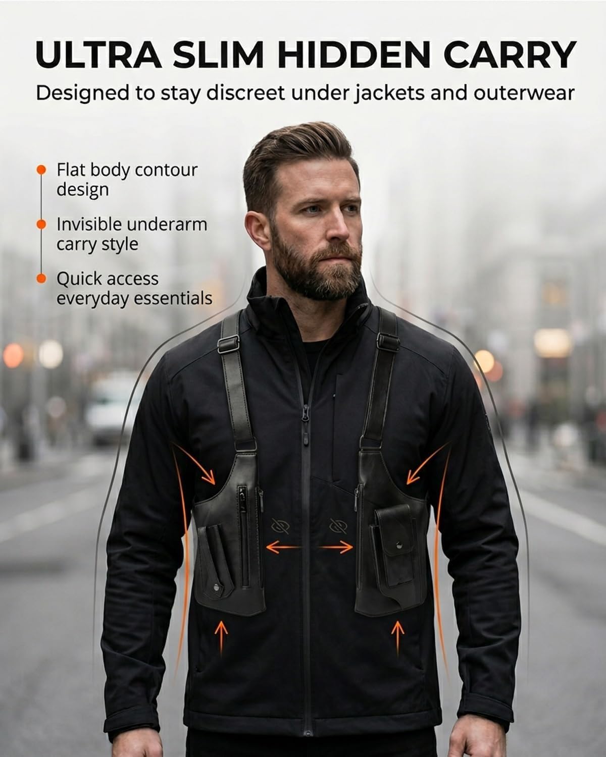 Premium Leather Adjustable Underarm Shoulder Bag for Men Women Classic Travel Armpit Satchel Holster Crossbody Chest Pack