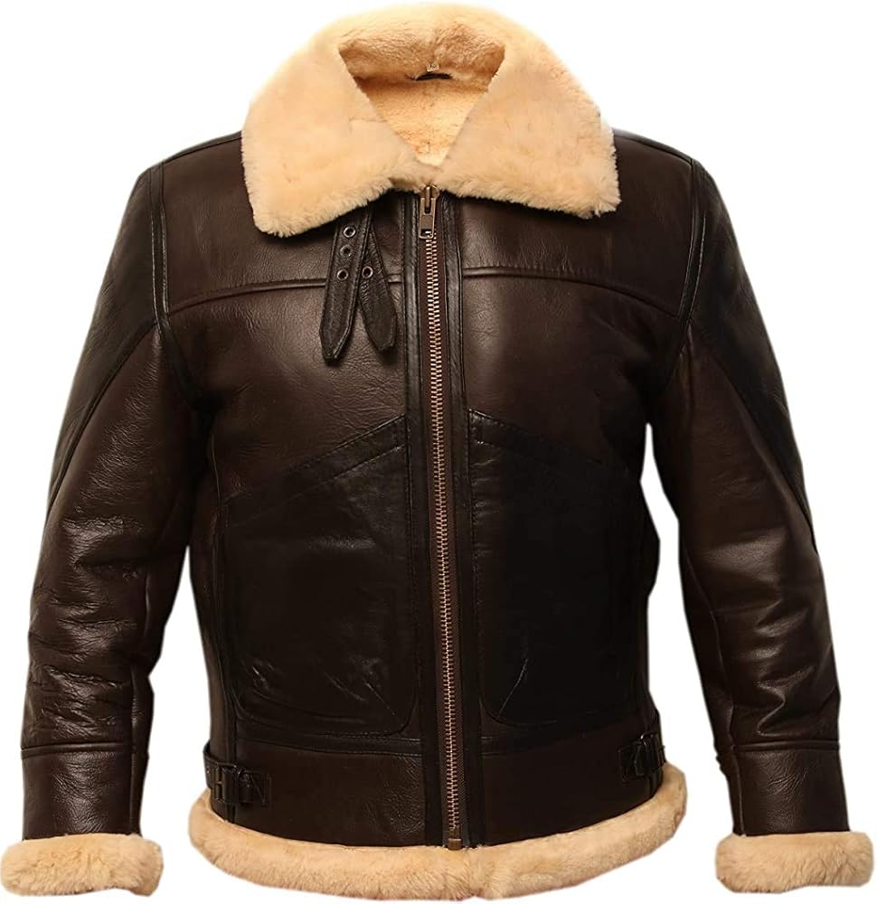 RSH LeatherCraft B3 Brown Bomber Real Shearling Two Tone Sheepskin