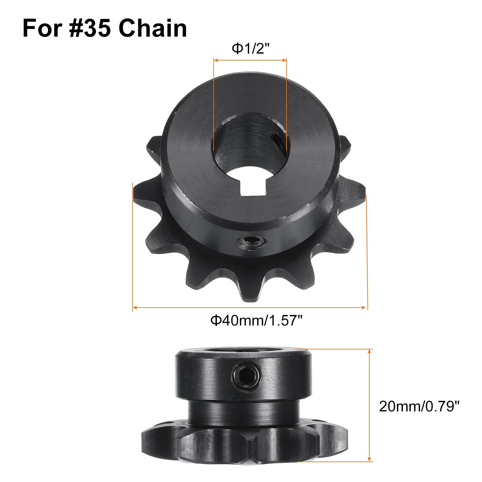 uxcell #35 Chain Roller Sprocket B Type, 1/2