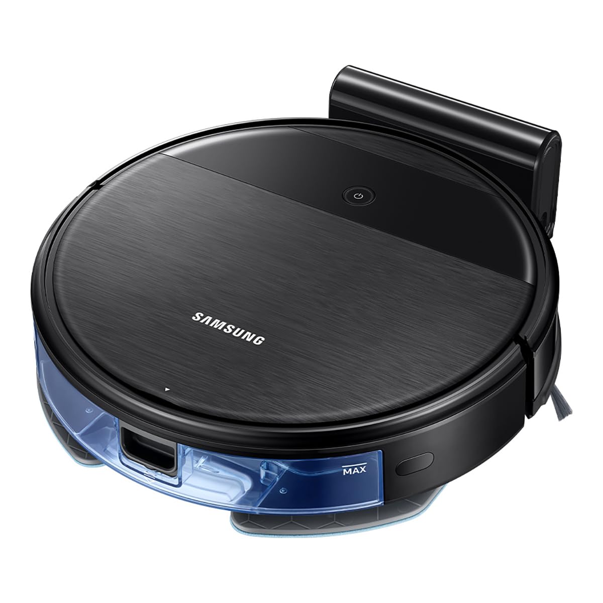 Топ view of Samsung PowerBot-E robot vacuum with power button