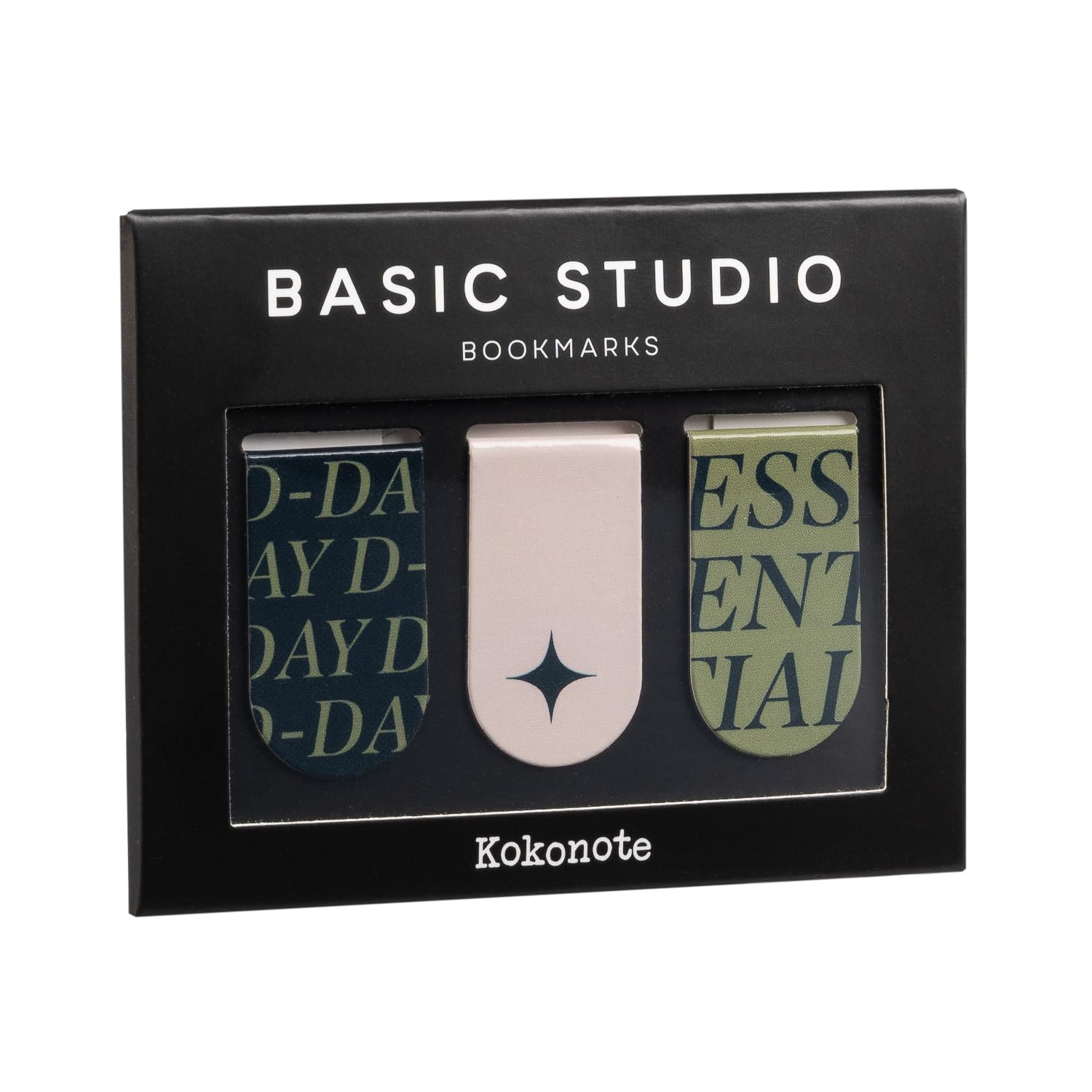 KOKONOTE Bookmarks - Basic Studio | 3 Magnetyczne Zaznaczacze Książkowe, Akcesoria do Książek dla Kobiet i Mężczyzn, Prezenty dla Miłośników Książek