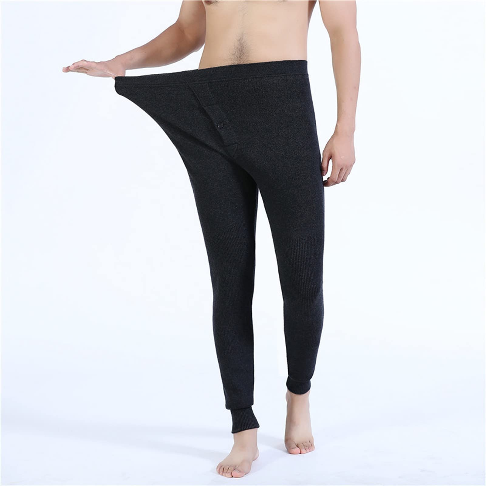 Pantaloni termici in pile da uomo biancheria intima Elasticità a vita alta pesante inverno caldo foderato lunghi Leggings pantaloni della