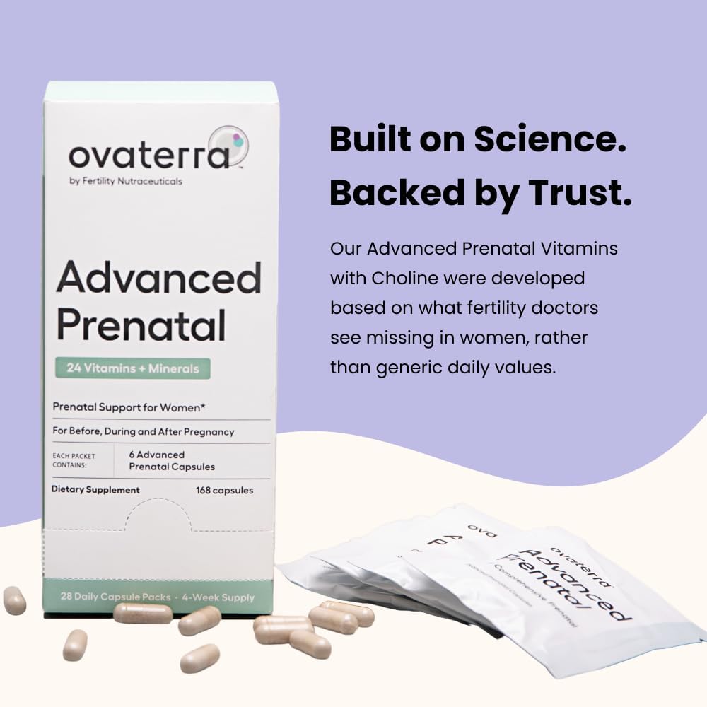 Ovaterra Advanced Prenatal Vitamins for Women with 550mg Choline, Methylfolate, Chelated Iron & 24 Nutrients 168 Capsules - 28 Day Supply - Image 2