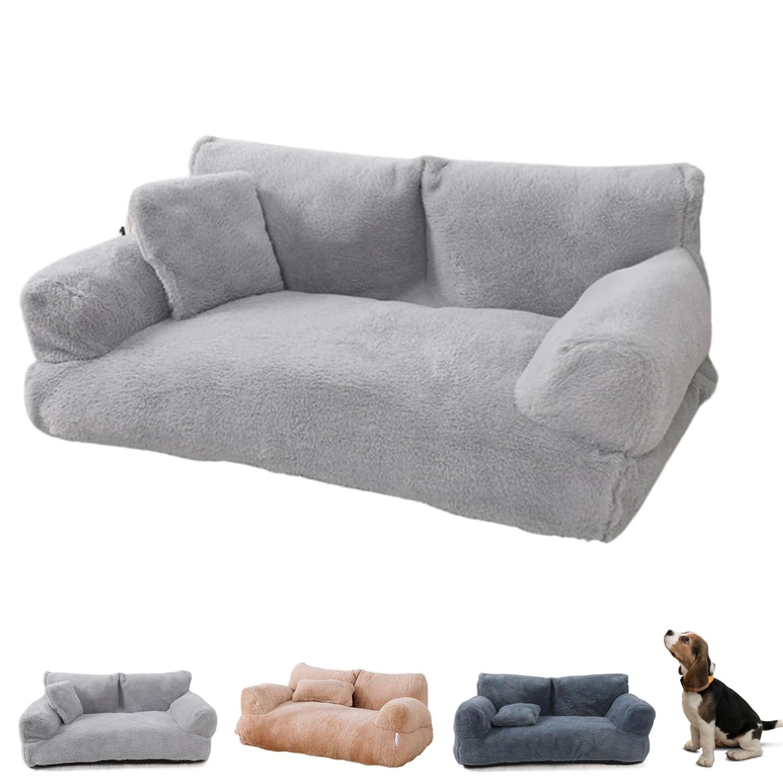 i.Pet Pet Bed Dog Cat Large Calming Soft Sofa Foam Cushion Washable Cover Grey
