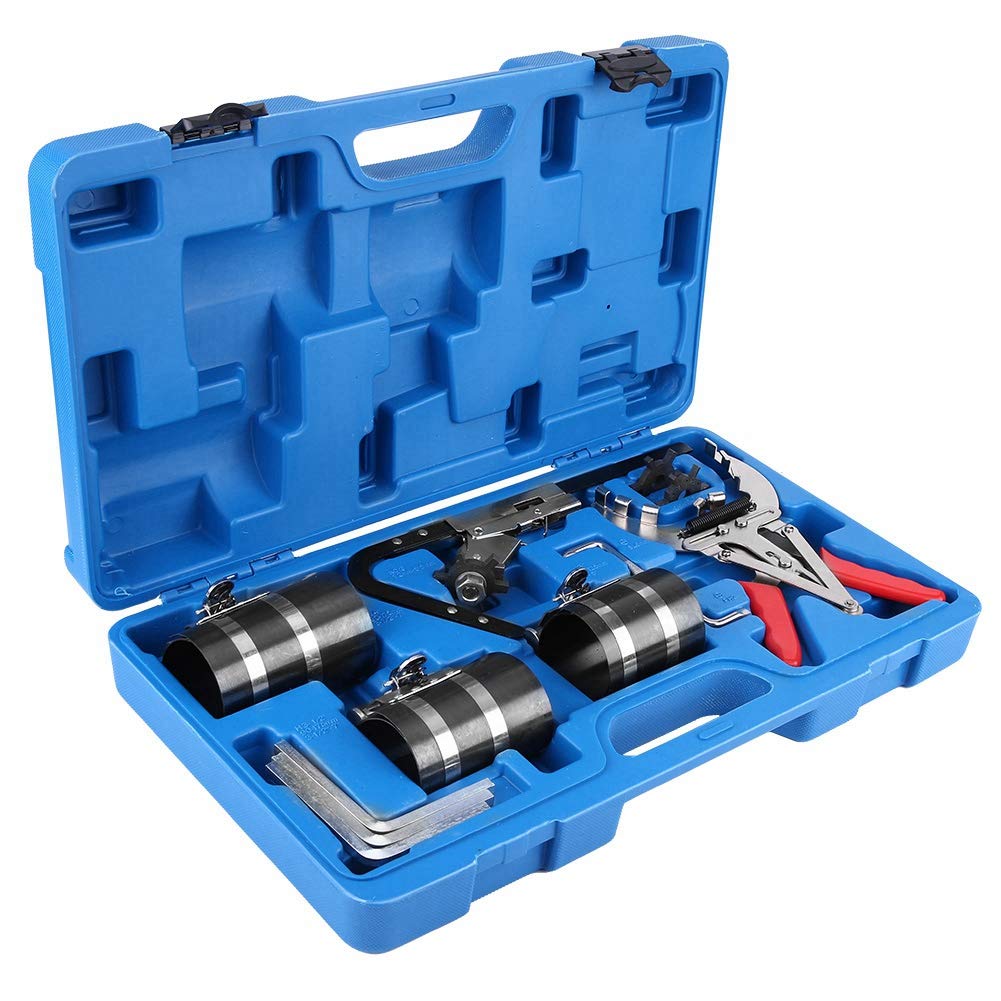 Set di Attrezzi per Fasce Elastiche per Fasce Elastiche in Acciaio Legato, 3 Dimensioni del Compressore da 53 a 175 Mm, con Pulitore per Scanalature di Espansione dell'anello per Meccanici
