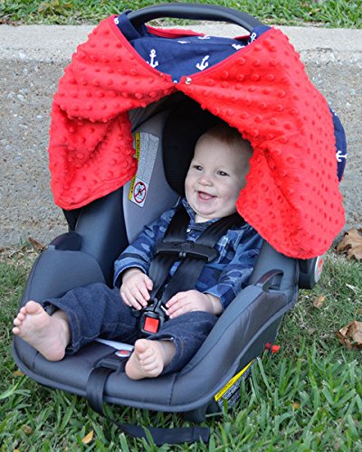 Kids N’ Such Peekaboo Baby Car Seat Cover Car Seat Canopy & Nursing Cover, Chevron/Hot Pink Minky