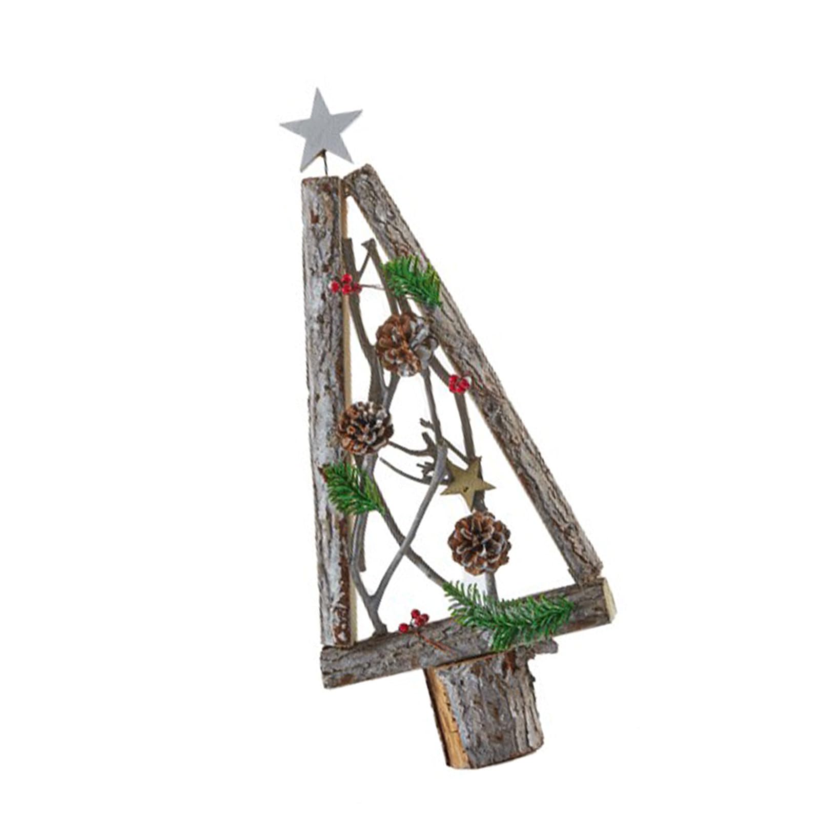 Buxuaaaa Delicate Wood Christmas Tree Figures Contemporary Wood Miniature Christmas Tree Charm Holiday Window Tabletop Accent Unique Gifts
