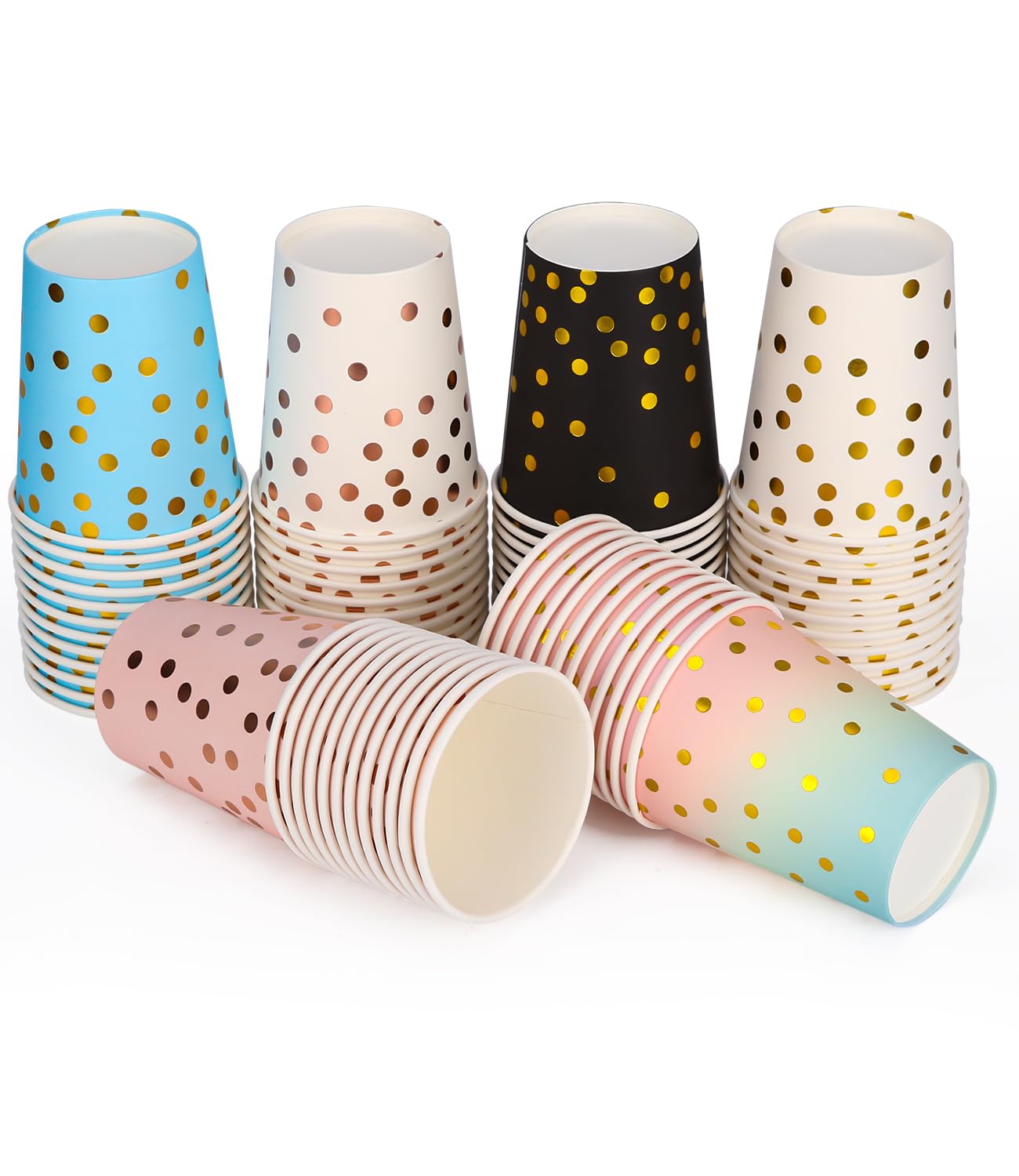 72 Gobelets En Carton 250ml - Multicolore | Recyclables, Biodégradables | Pour Fêtes, Mariages, Anniversaires