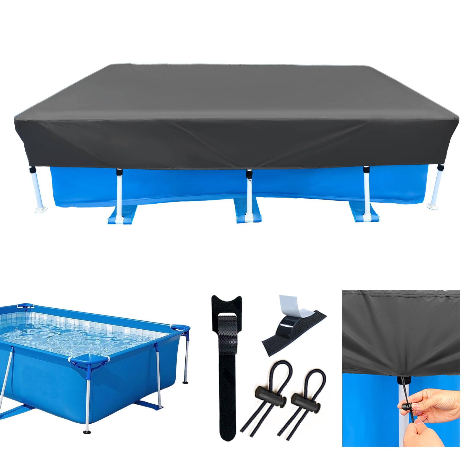 13 x 7 Rectangular Pool Cover 157 X 83 Drawstring Pool Covers Rectangle 13ft Swimming Rectangle Pool Cover Above Ground 13' Pools Covers Durable