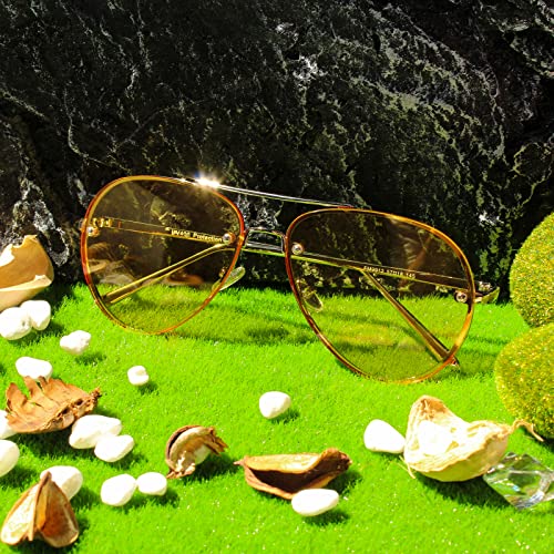Image of Xpectrum Classic Double Bridge Metal Aviator Sunglasses for Women Men Trendy Retro UV400 Rimless Sun Glasses