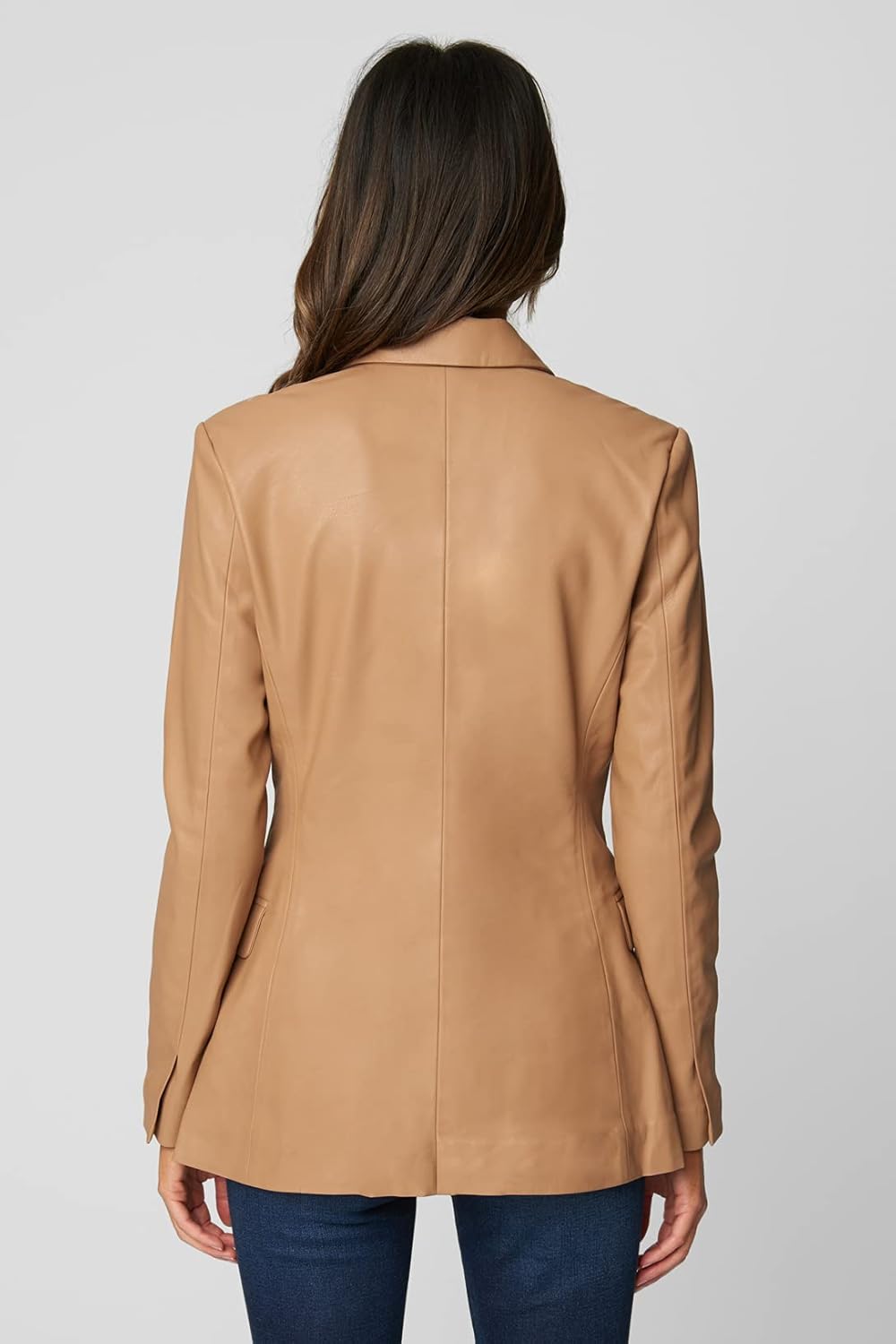 [BLANKNYC] Womens Double Breasted Long Vegan Leather Blazer at  Women’s Clothing store