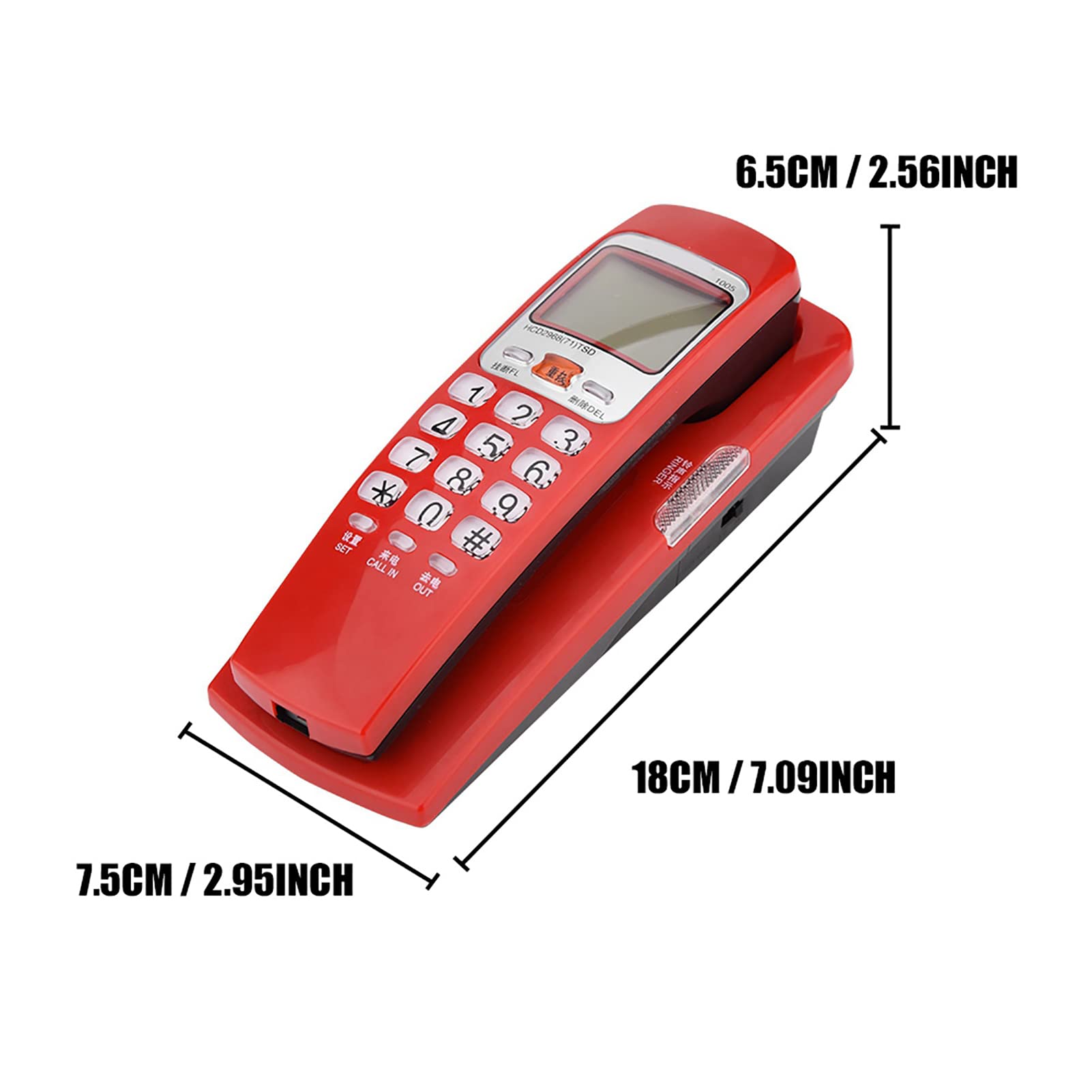Telefon przewodowy, telefony stacjonarne do montażu naściennego w domu, ze standardową identyfikacją dzwoniącego FSK/DTMF, funkcją wywołania zwrotnego, funkcją odtwarzania jednym klawiszem (czerwony