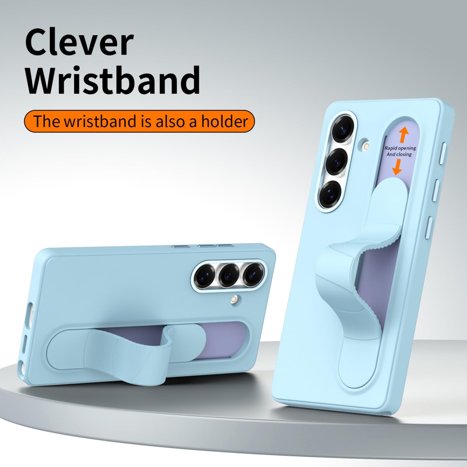 Etui na telefon komórkowy Galaxy S25 + 3 przyciski Smart NFC + stojak na bransoletkę + metalowy aparat, Slim Stand ing Grip Case do Samsung Galaxy S25 (1)