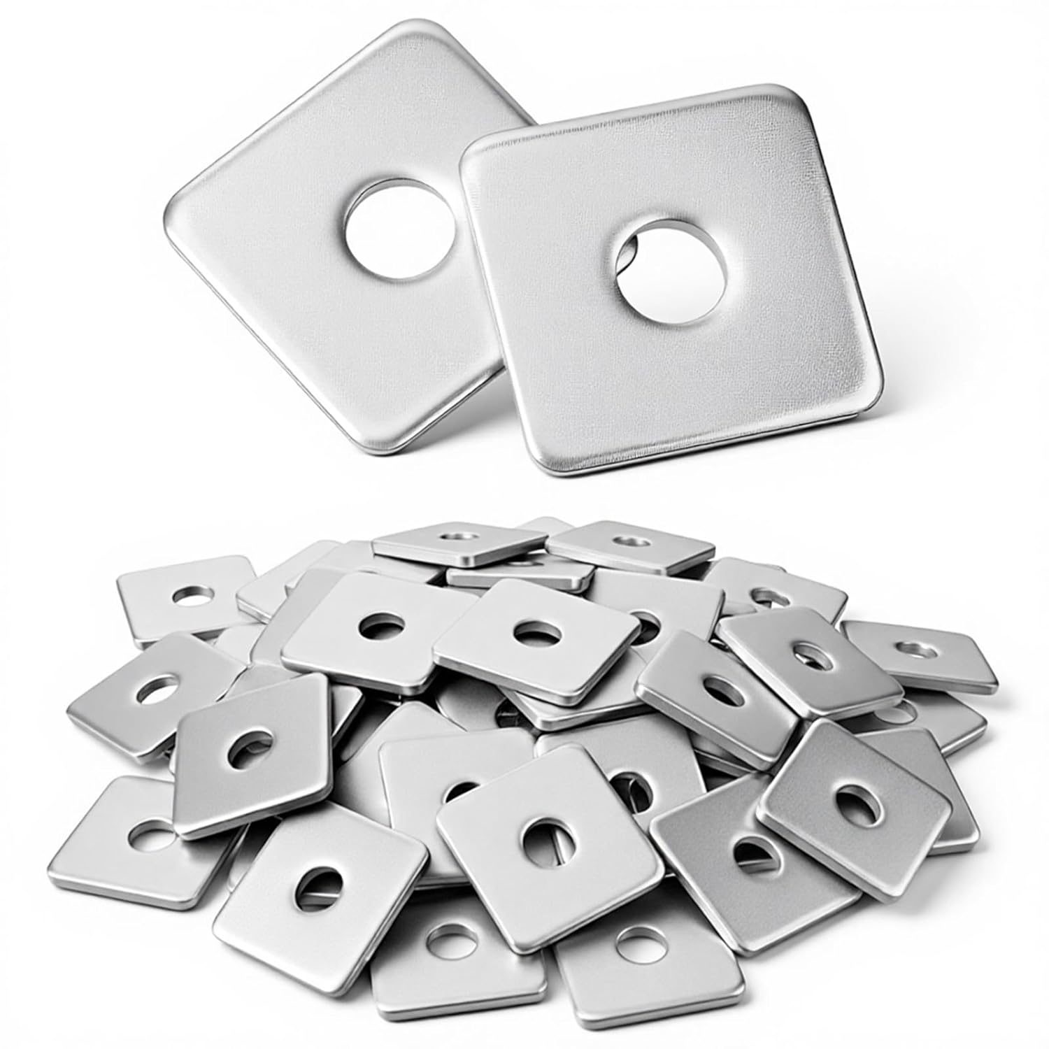30 Pcs Square Washer, 2x2 Inch Galvanized Square Plate Washers with 1/2" Inner Diameter, Heavy Duty Anti-Vibration Fasteners for Machinery, Fencing & Metalworking