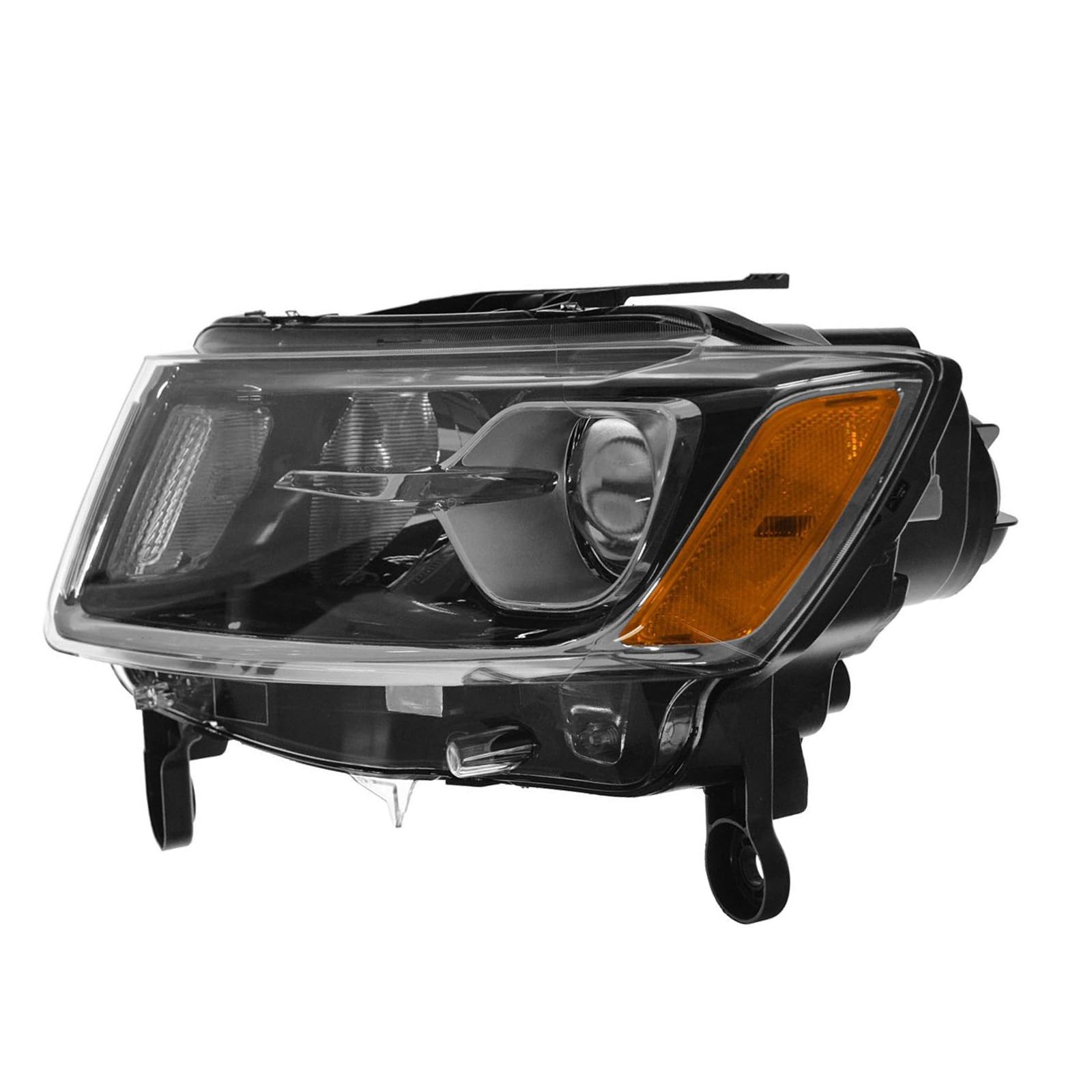 TRQ Driver Side Headlight Assembly Halogen Chrome Bezel Compatible with 2014-2016 Jeep Grand Cherokee CH2502247