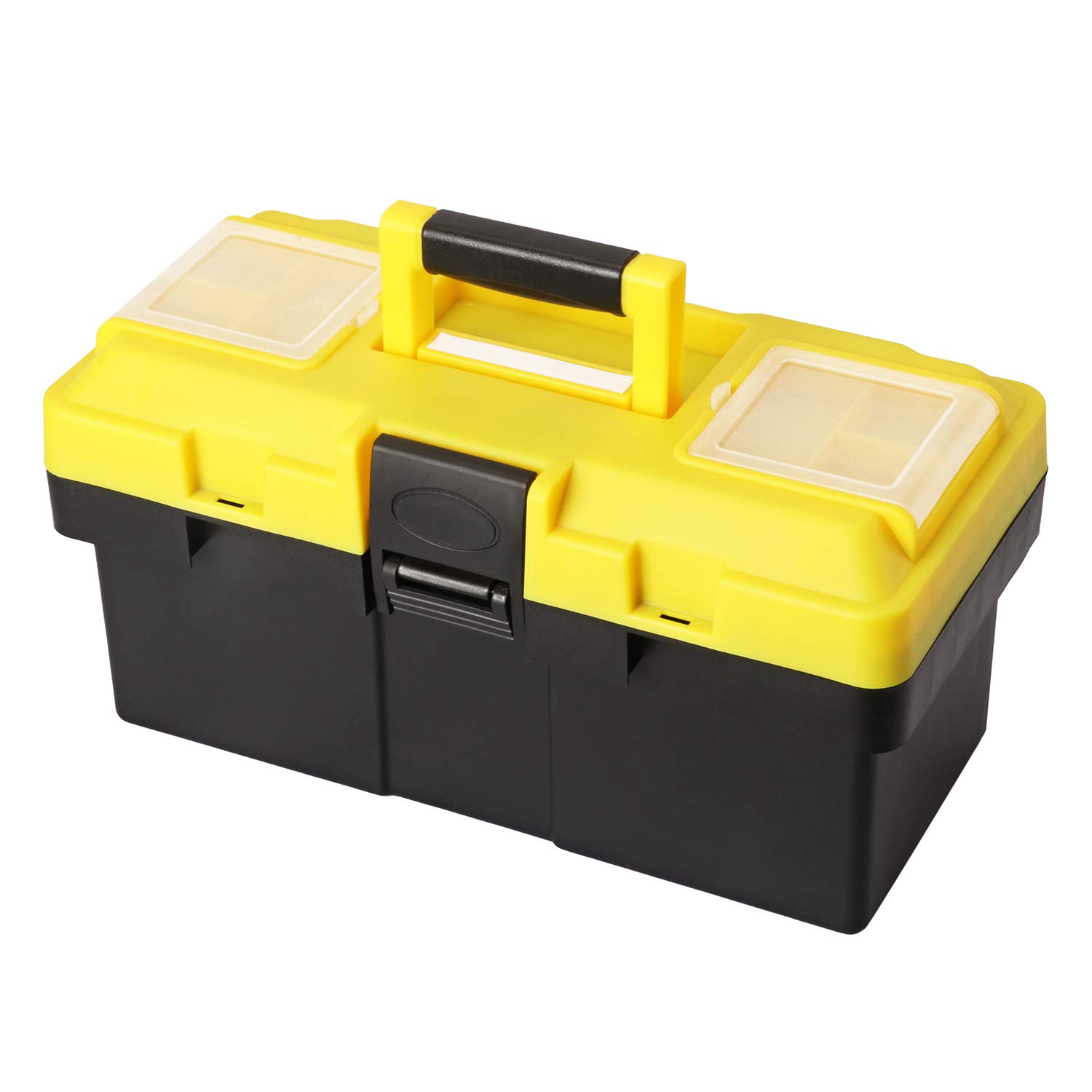 CASOMAN 14inch Plastic Tool Box with Removable Tray, Plastic Tool