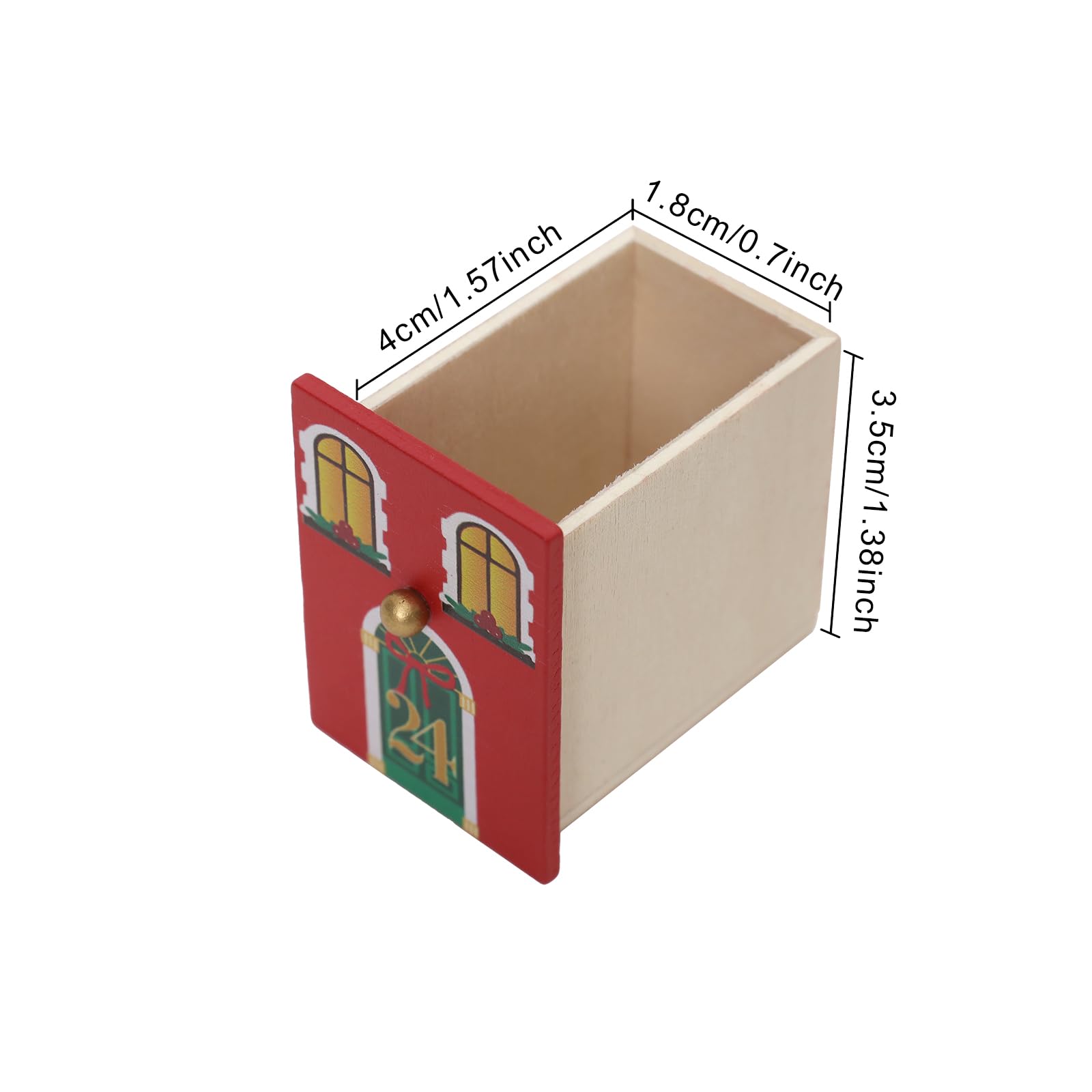 PE 3D Holz-Adventskalender als Weihnachtsdorf, 24 Schubladen zum Befüllen | Holz, 26,6 x 26,6 x 32 cm, 24 nummerierte Schubladen, Weihnachtsdorf-Dekoration, jährlich neu befüllbar