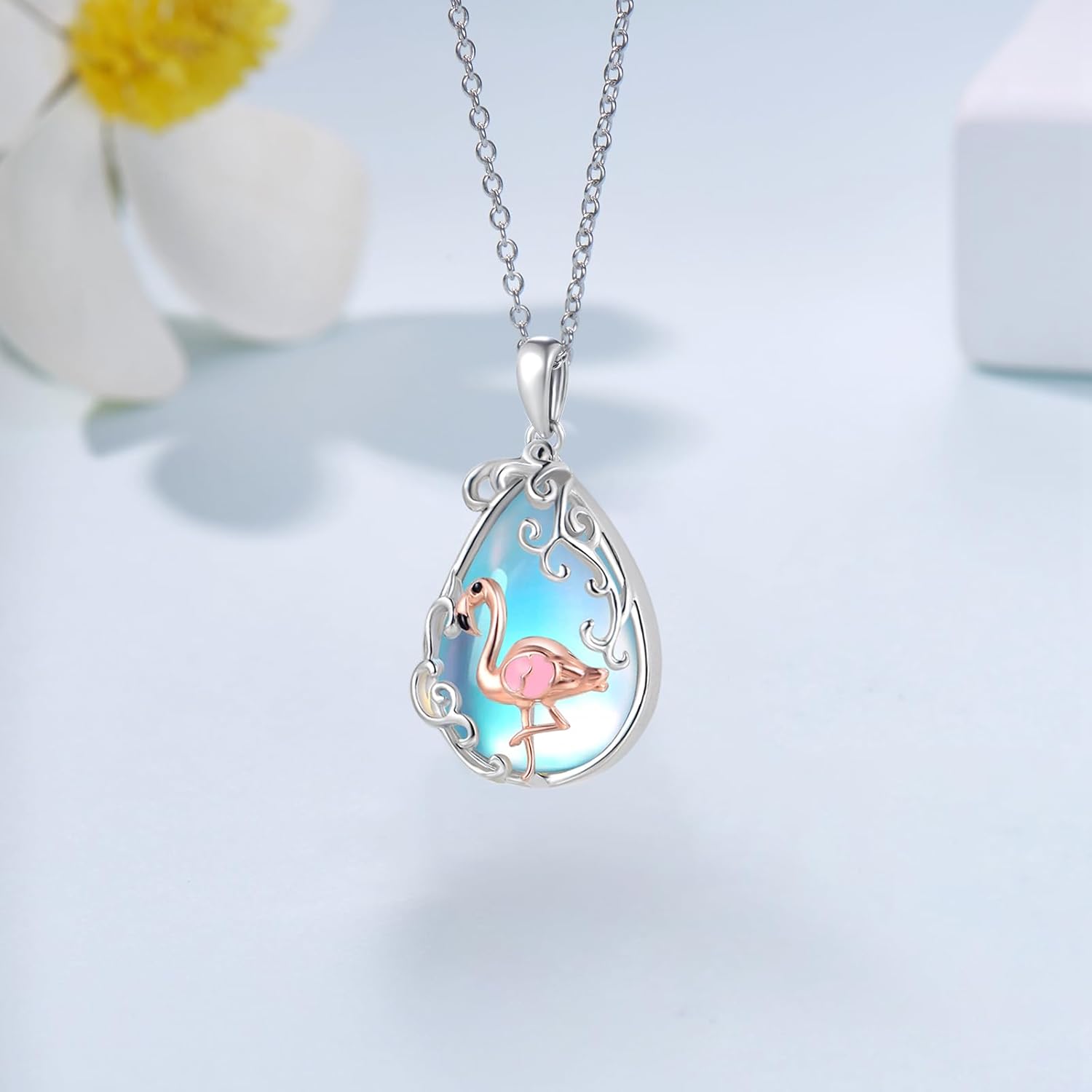Flamingo Necklace for Women 925 Sterling Silver Flamingo Pendant Flamingo Gifts Cute Animal Flamingo Jewelry for Women - Image 3
