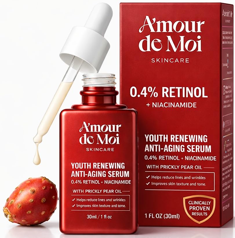 ADM - Suero de retinol puro antienvejecimiento para la cara con niacinamida, rejuvenecimiento, suaviza líneas finas, arrugas, cicatrices de acné,