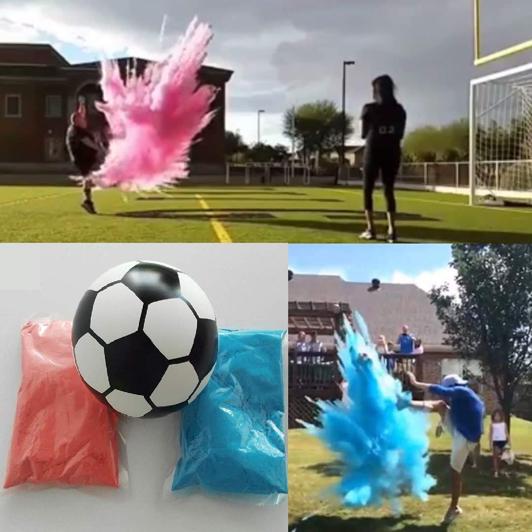 Buy Gender Reveal Soccer Ball, Pink and Blue Powder Kit for Baby Boy