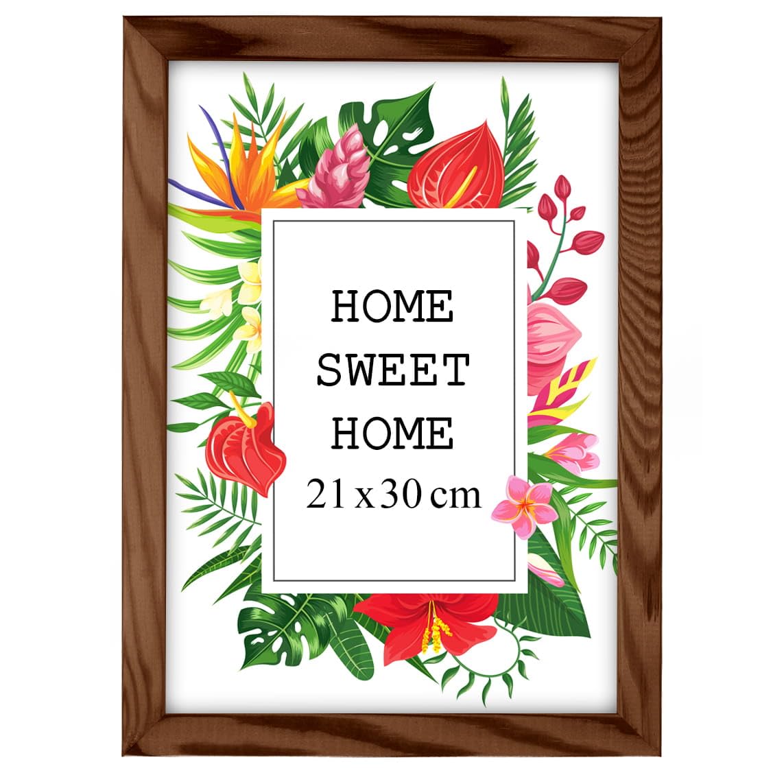 Mg Design Brown Wooden Photo Frame A4 8.3 X 11.7 In (21 X 29,7 Cm) – Shatter-Resistant Acrylic Glass – Wall Mount Portrait & Landscape