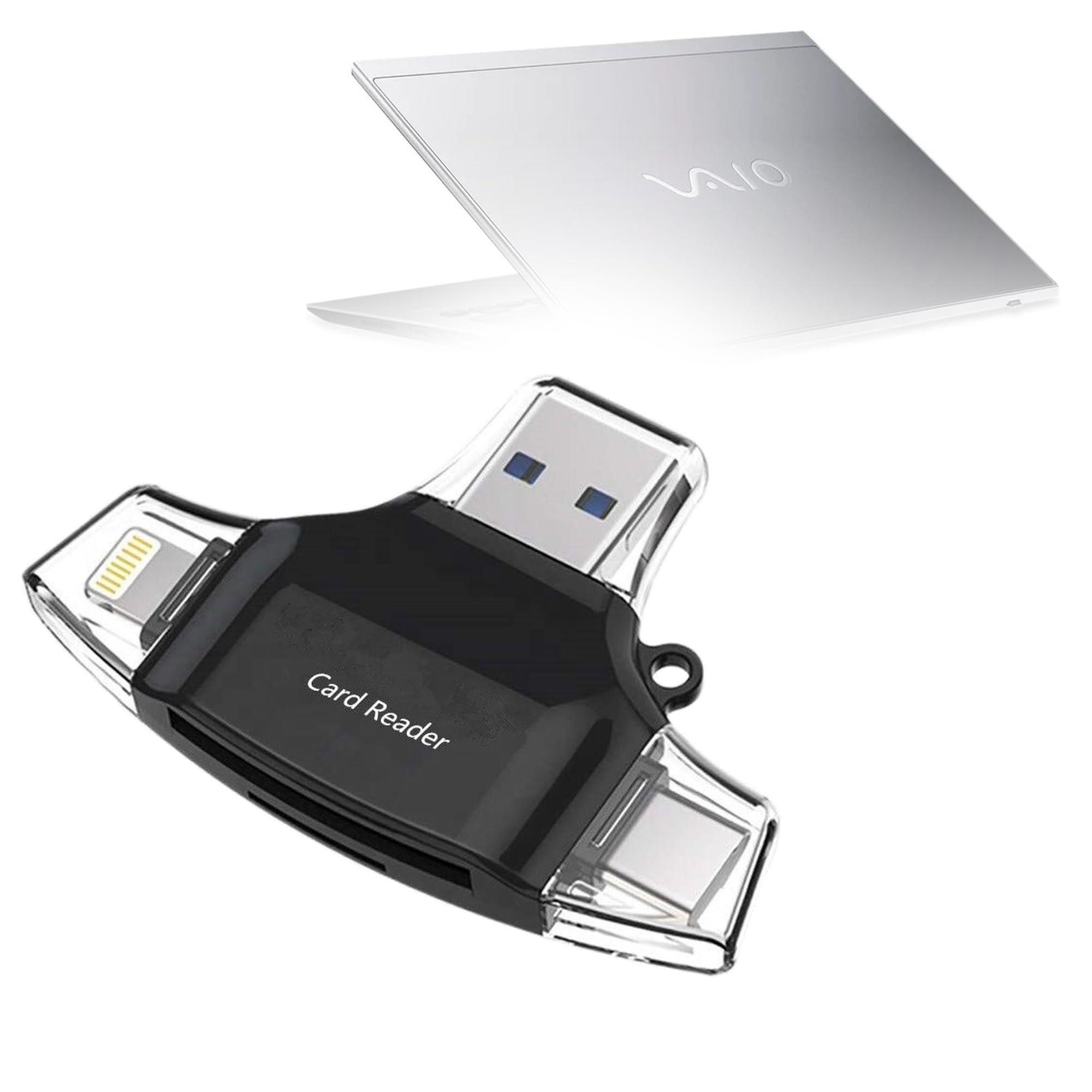 BoxWave Smart Gadget Compatible with VAIO SX-14 (VJS145X) - AllReader SD Card Reader, microSD Card Reader SD Compact USB - Jet Black-picture-16