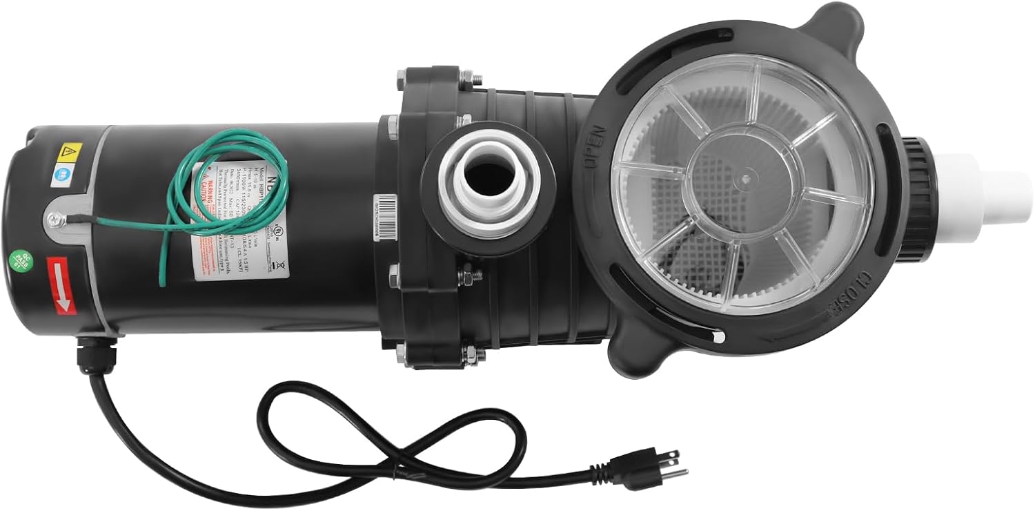 Swimming Pool Pump, 1.5 HP Single Speed Pumps 1100 W 108 GPM Dual Voltage Pool Pump with Strainer Basket for Inground and Above Ground Pools