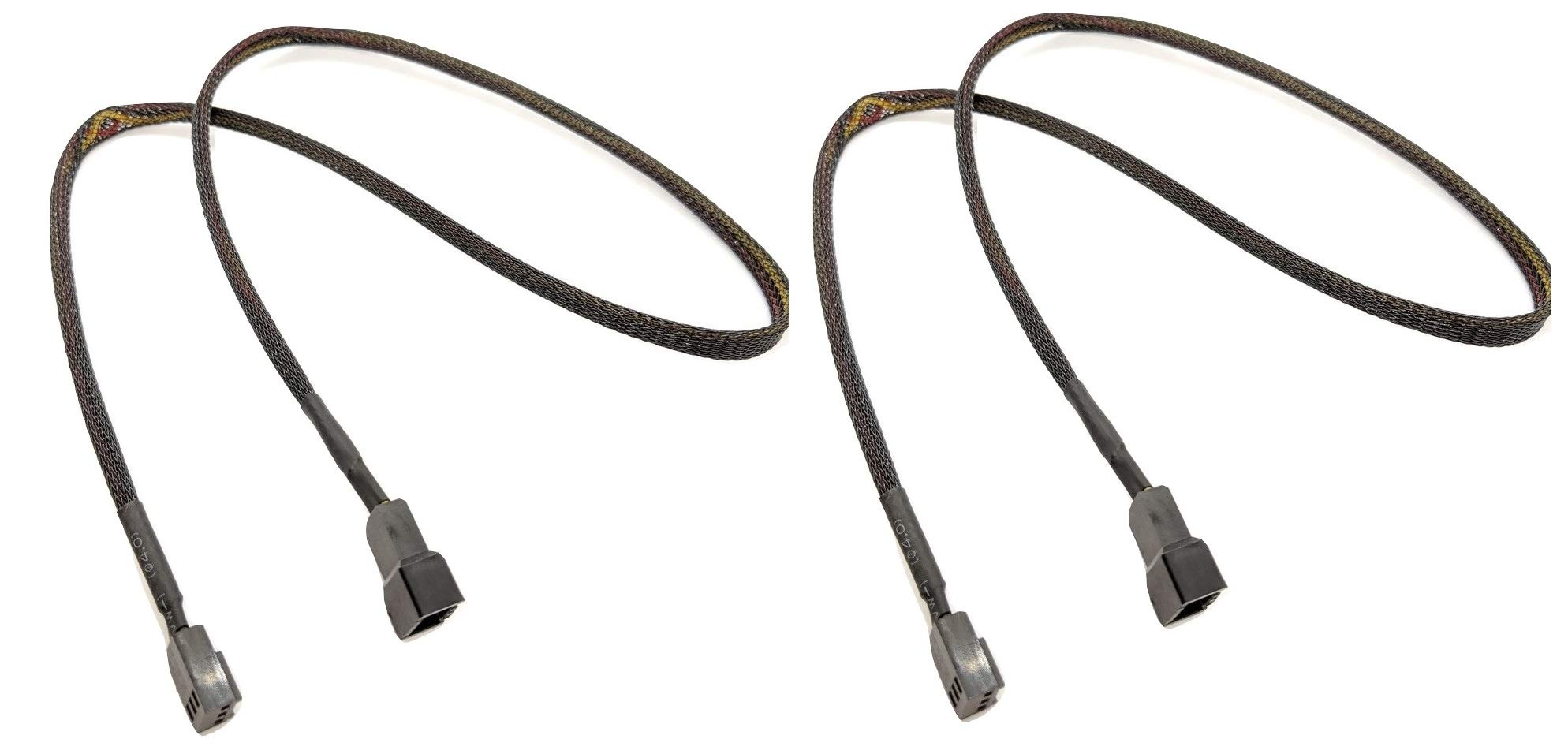 24 Inch 3-Pin Black Sleeved Computer Case Fan Male to Female Extension Cable (2-Pack)