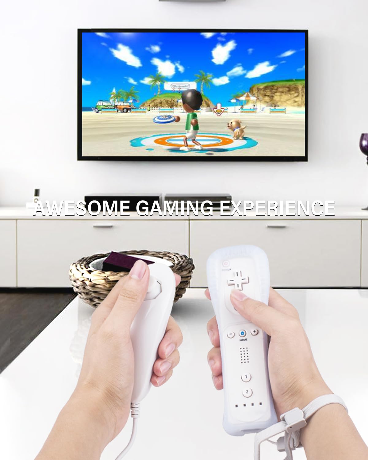 SONVIEE Wii Manette Remote Controller et Nunchuck Joystick Télécommande de Remplacement pour Wii avec étui en Silicone et Dragonne, Contrôleur sans Motion Plus