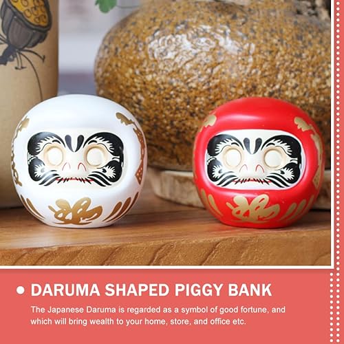 Miniatura 8 de Tofficu Daruma - Caja de ahorro de muñeca de cerámica, banco de monedas de dinero, caja de dinero decorativa japonesa de gato de la suerte para