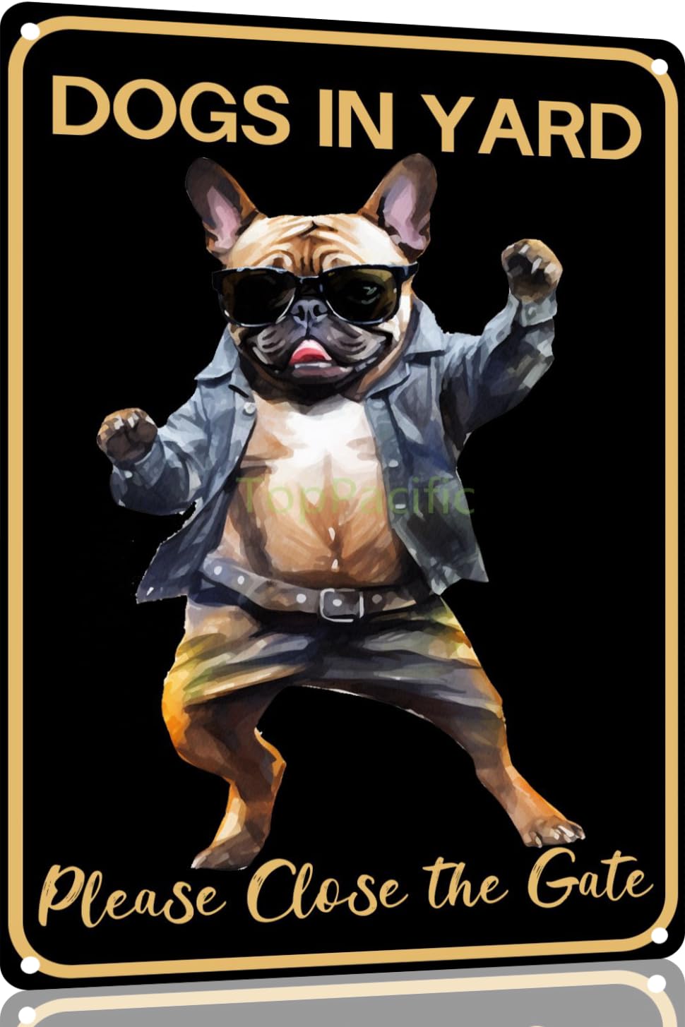 Jfchbvef Men's Color-15 French Bulldog Vintage Tin Sign Dog Dogs In Yard Please Close The Gate Metal Art Wall Plaque Decor Panel Retro 12X8 In For Kitchen Wo Gift