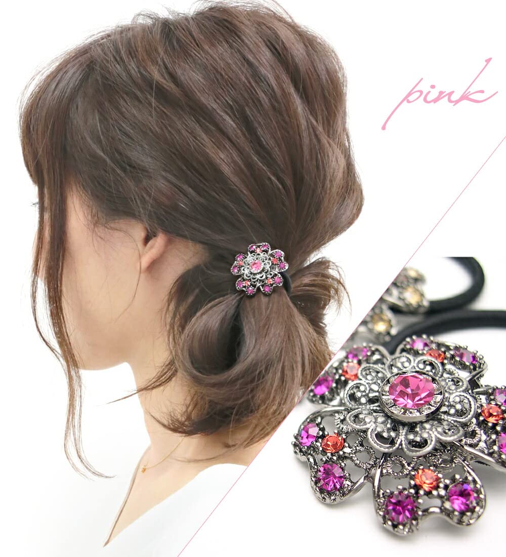 Amazon | 【ヘアゴム】 アプリコットフラワー 宝石のようなゴム