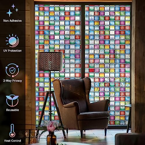 VELIMAX Vinilo Decorativo para Ventana, Efecto Vidrio Teñido, 35.4x78.7 in miniatura 3