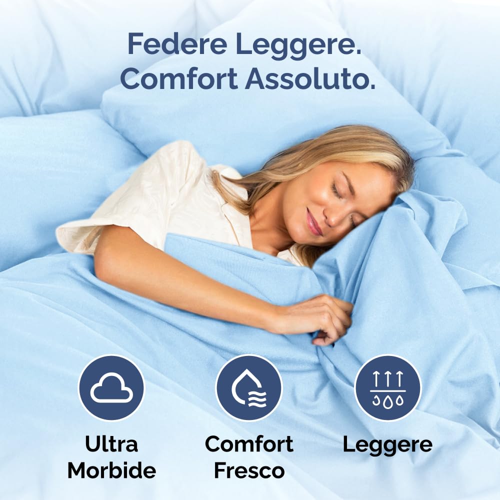 Federa 65x65 Blu chiaro - Set da 2 - Federe in Microfibra di Alta Qualità - Morbide, Confortevoli e Lavabili in Lavatrice - Federa 65x65 per Cuscini, Set 2 Federe Blu chiaro - OEKO-TEX Certificato
