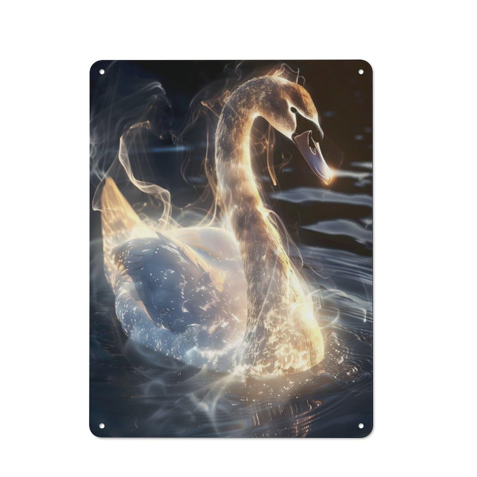 Junmoney Luminous Swan Grace Industrial-Style Tin Sign 40X30cm For Pub Or Café, Suited To Pub Decor Enthusiasts