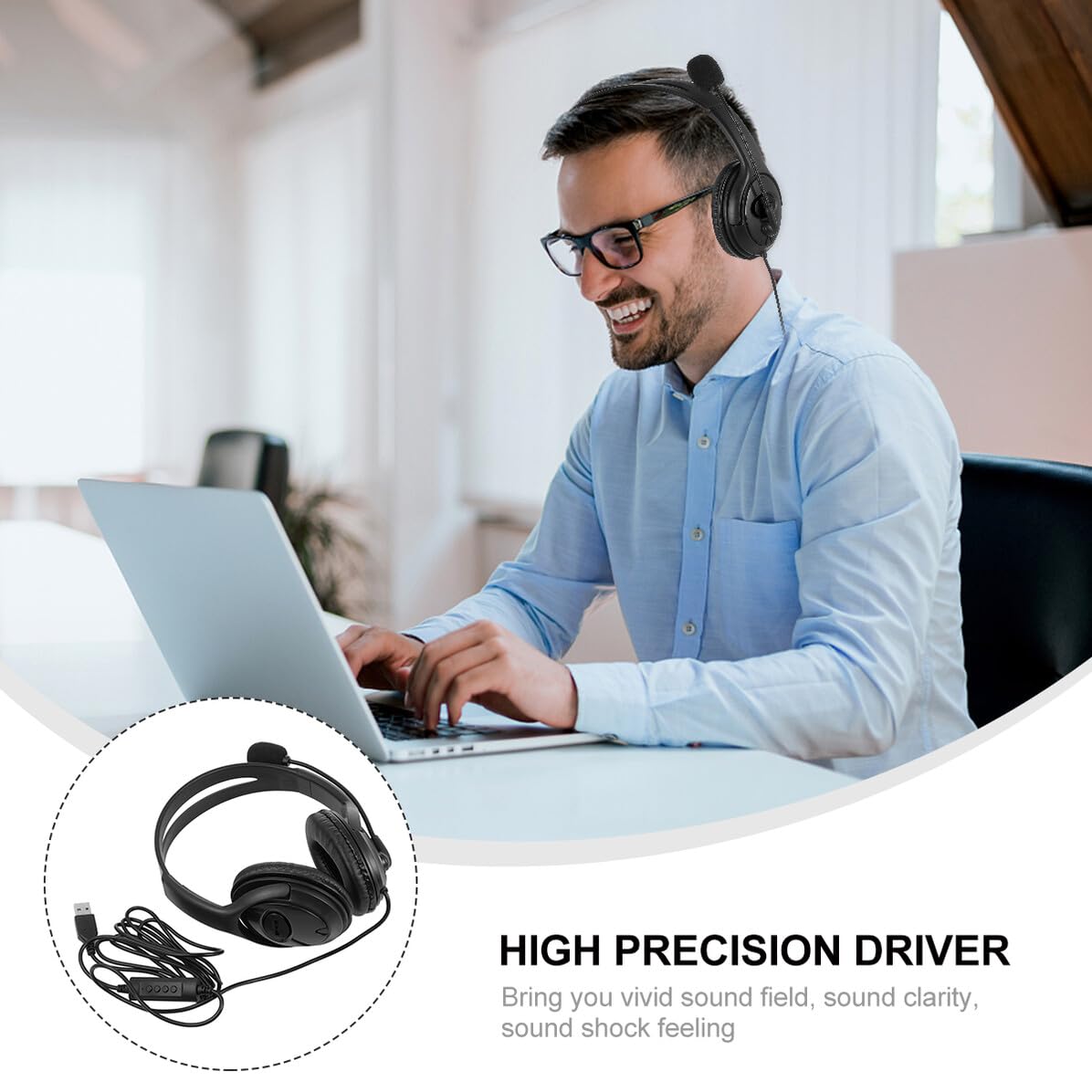 Outanaya Testa cablata con microfono da gioco, driver ad alta precisione, vestibilità comoda per computer audio, conferenze online per lavoro domestico
