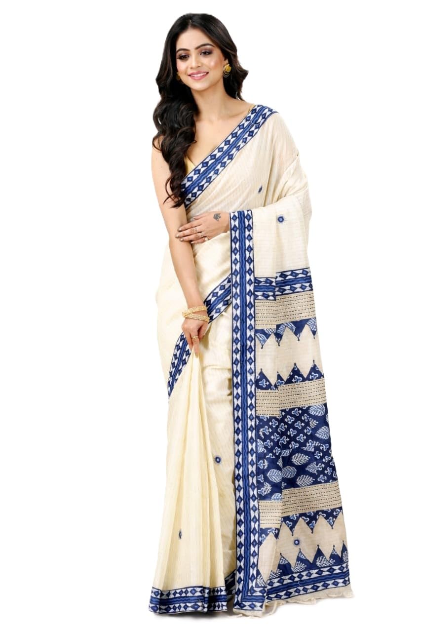 nakshipar Women White with Zari Check Applique Saree Without blouse piece | Traditional Ethnic Wear Saree for Festival, Wedding, Party & Daily Wear-0515CA195AS-picture-58