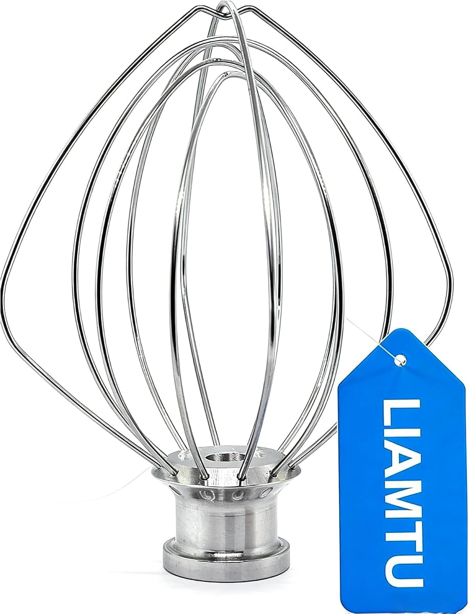 Heavy Duty 6 Wire Whisk Attachment for Kitchen Aid 4.5 & 5 Qt Tilt Head Mixers Stainless Steel Whip Replacement for K45WW, KSM90, KSM110