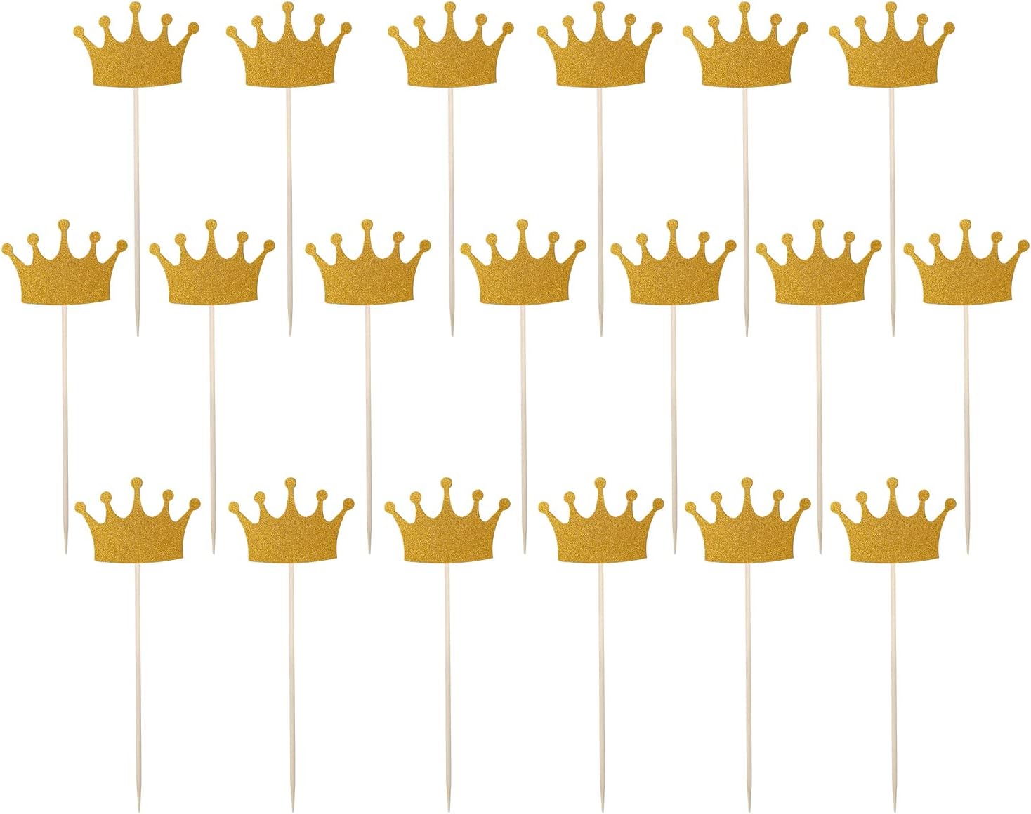 Gold Crown Cupcake Toppers, 20 Pack Kings Coronation Decorations King