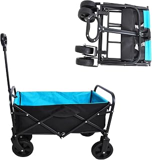 Collapsible Folding Wagon | 220 lb Capacity Portable Cart for Beach, Groceries, Camping & Shopping.