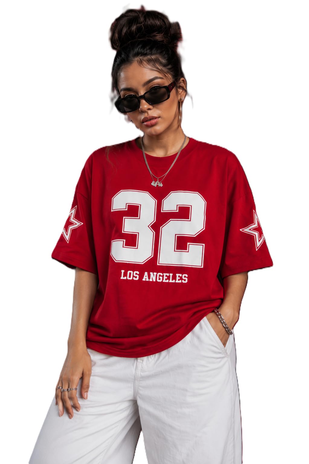 Oversized T Shirt for Woman | Printed Tshirt for Women | Casual Tops| Cotton Blend Graphic Printed Drop Shoulder Loose Fit Round Neck Tees Stylish for Summer Travel College-image-6