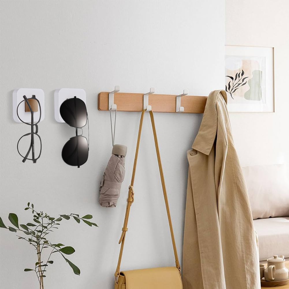 Jaxbo 3 Pcs Sunglass Organizer Glasses Holder for Wall,Wood Sunglasses Storage Organizer for Multiple Glasses Organizer Leather