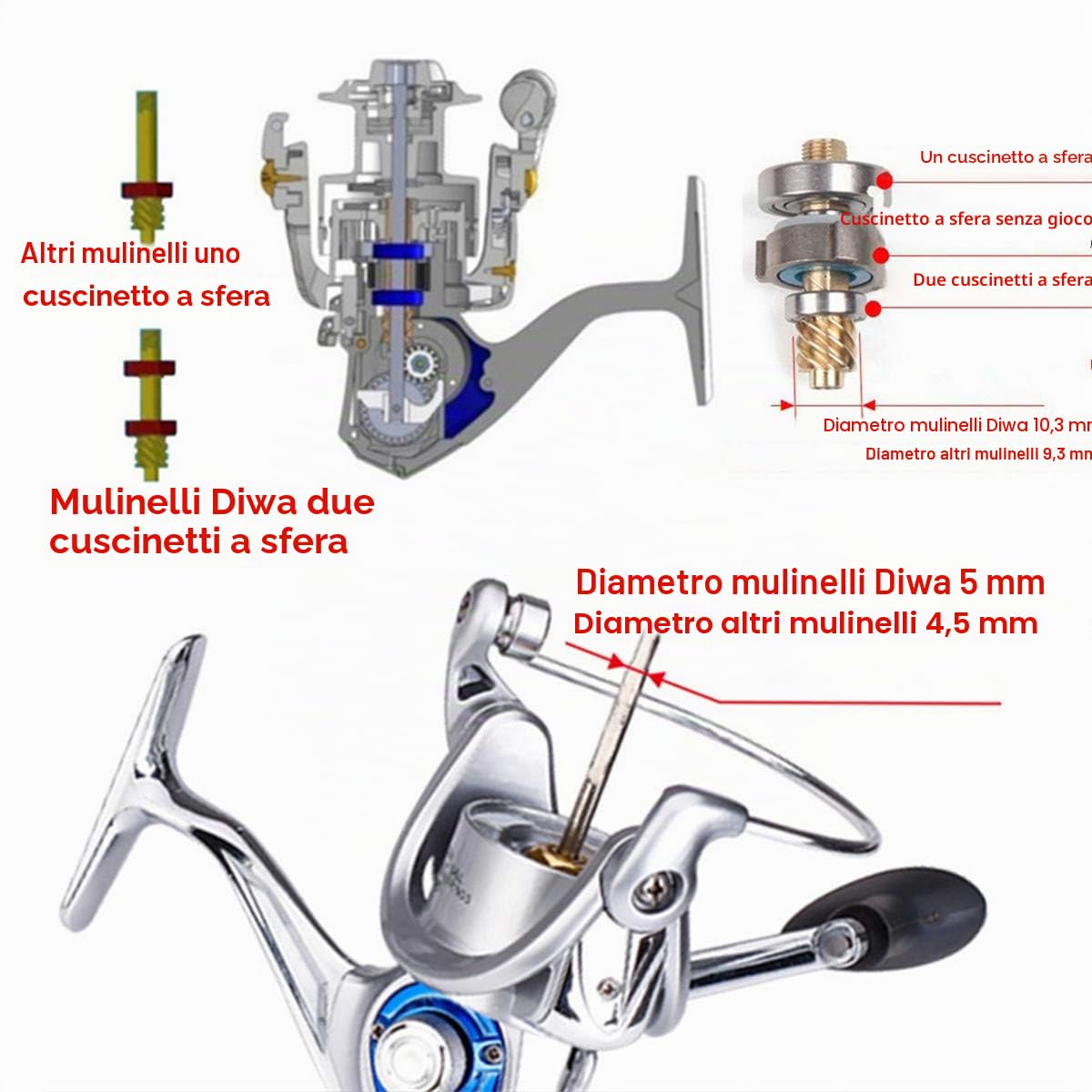 Diwa Mulinelli Da Pesca Spinning per Acqua Salata Acqua Dolce 3000 4000 5000 6000 7000 Bobine Ultra Liscia Ultraleggera Potente Trota Cuscinetti Sfera in Metallo Corpo Mulinelli da Pesca sul Ghiaccio