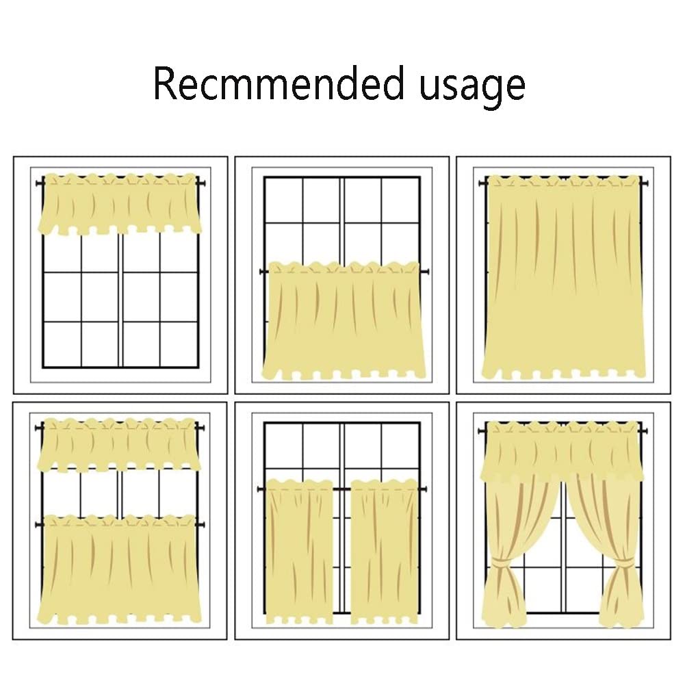 Weißes Blumenmuster Küche Kurze Vorhänge, Schiere Spitze Scheibengardine, Landhaus Semi Verdunkelungs Gardinen, 2 Panels (Size : HxW100x170cm/39x67inch)