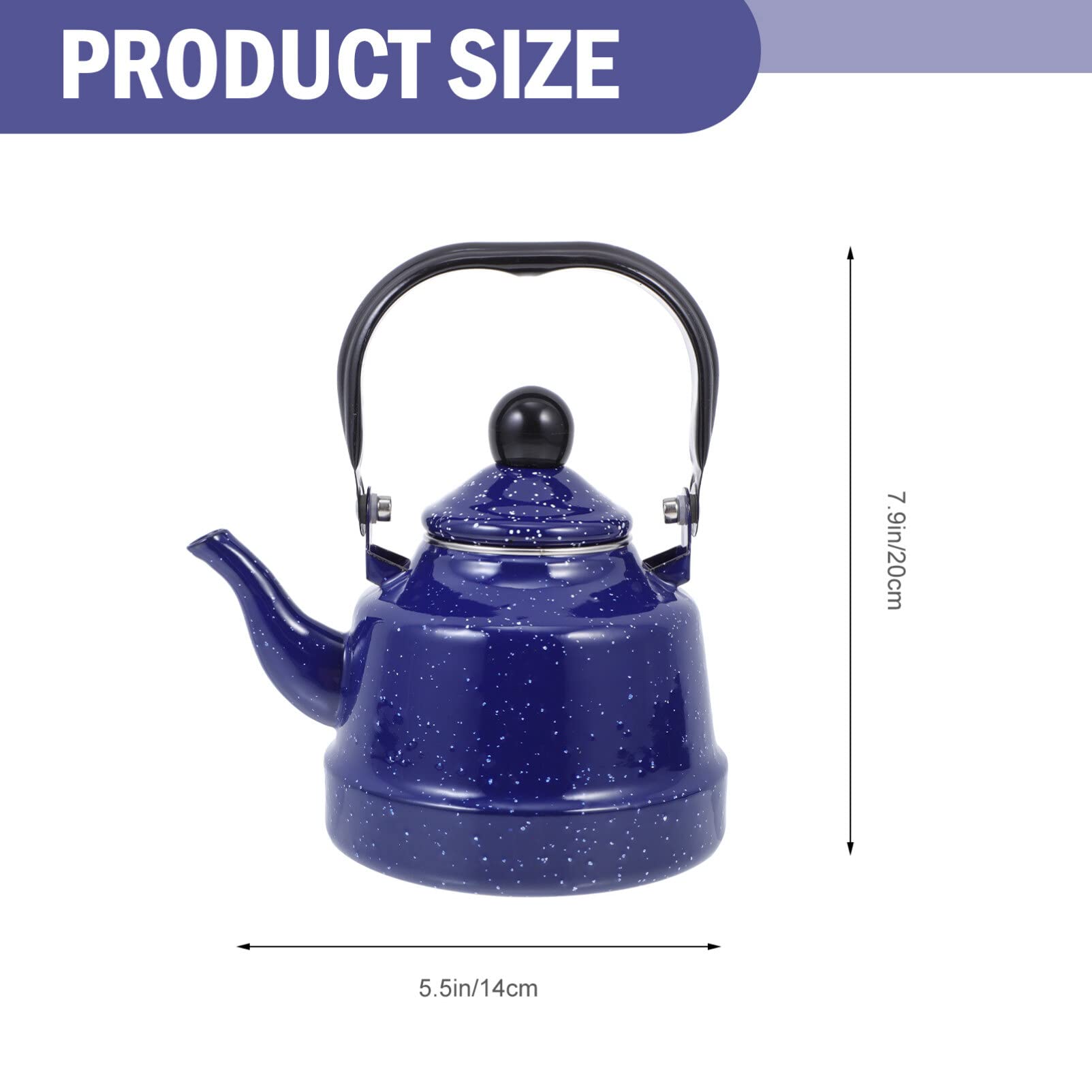 DOITOOL Emaille Teekessel Vintage Emaille Teekanne 1.1L Porzellan Teekessel Camping Kaffee Wasserkocher Herd Kessel Heißwasser Boiler Topf für Heißwasser Tee Zubehör