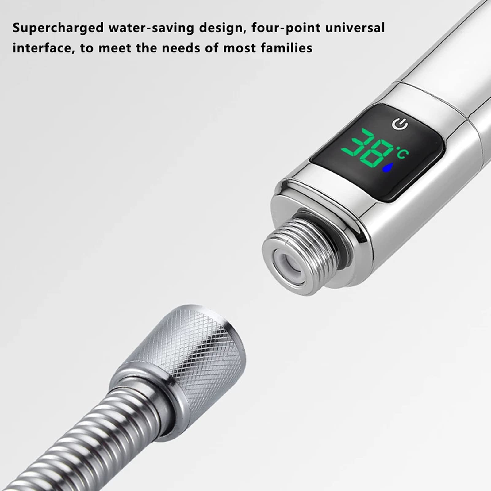 Ensemble De Pommeau De Douche À Main À 3 Fonctions, Douche À Arrêt d'eau À Une Touche, Pommeau De Douche ABS Haute Pression, Douche À Économie d'eau,Silver 2 pcs Set