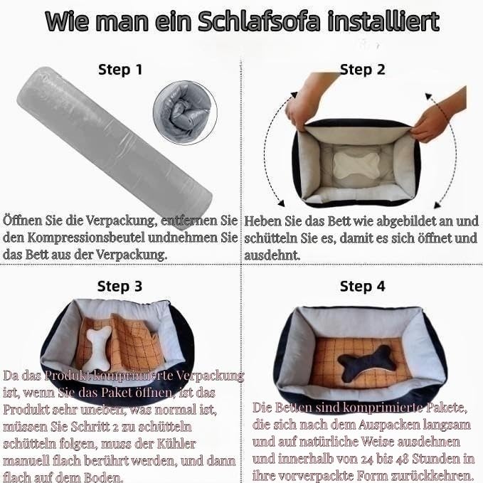 Flying Wings Hundematte, Hundekorb, maschinenwaschbares Haustiersofa, bequem und weich, für alle Jahreszeiten geeignet, XS grau/schwarz 45x31cm
