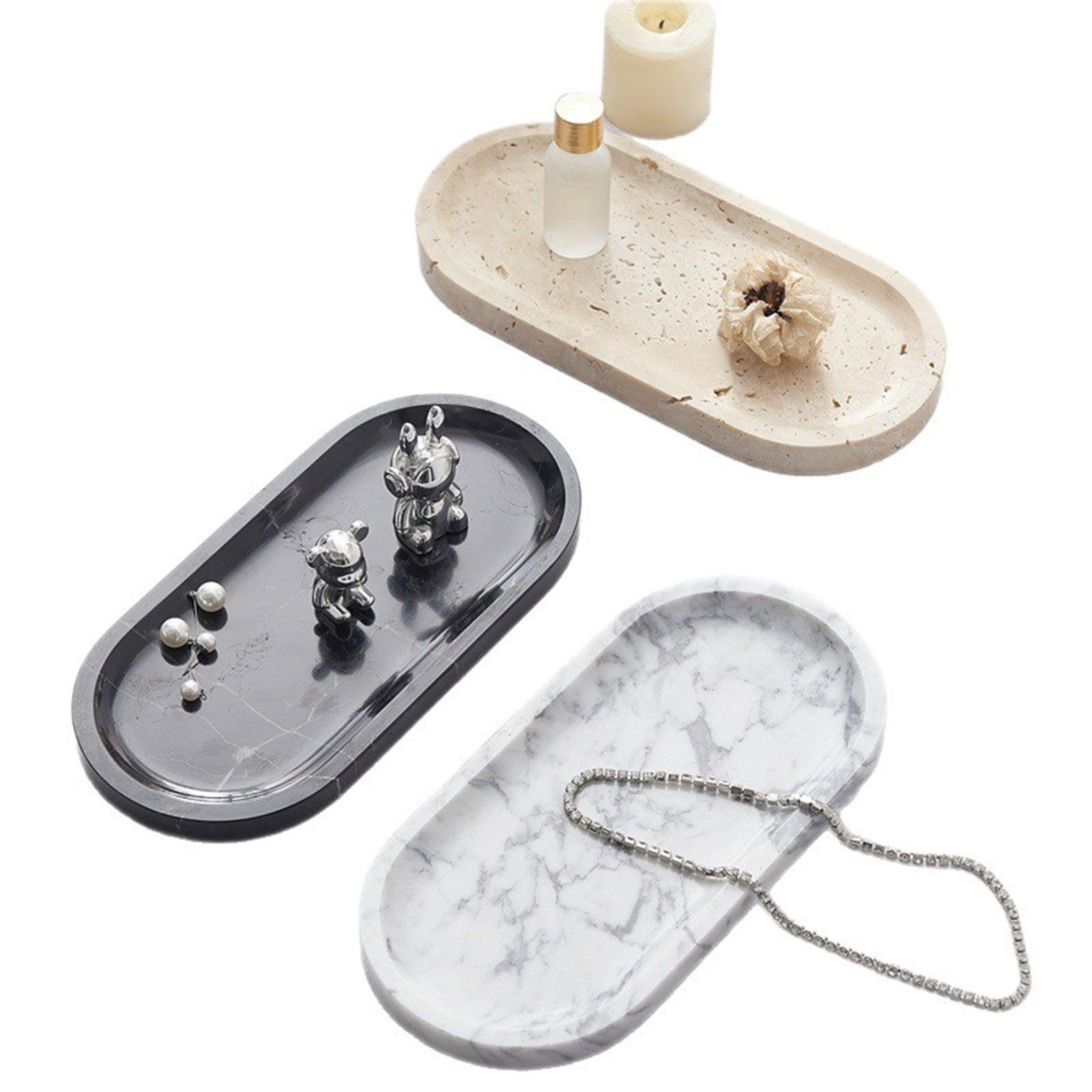 MURYE Vassoio Decorativo in Marmo di Prima Qualità Realizzato a Mano Perfetto per Conservare Gioielli e Piccolo Organizzatore da Bagno Essenziale Splendido Vassoio di Marmo Orgoglio
