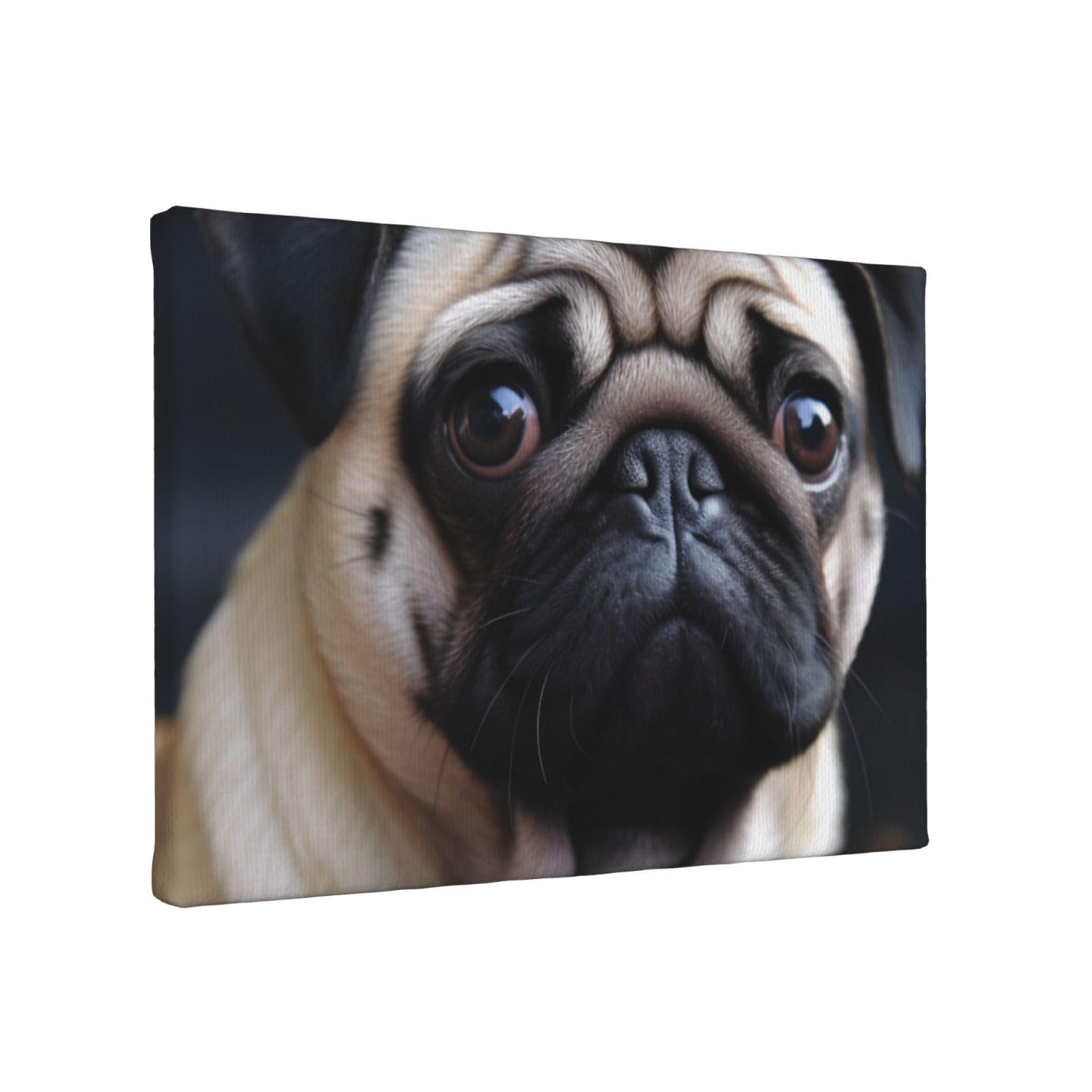 YKLJG Pug dog Printed Wall Art Canvas Painting 30x20 CM Wooden Framed Picture Painting Artwork Prints for Bedroom Kitchen Home Office Decor