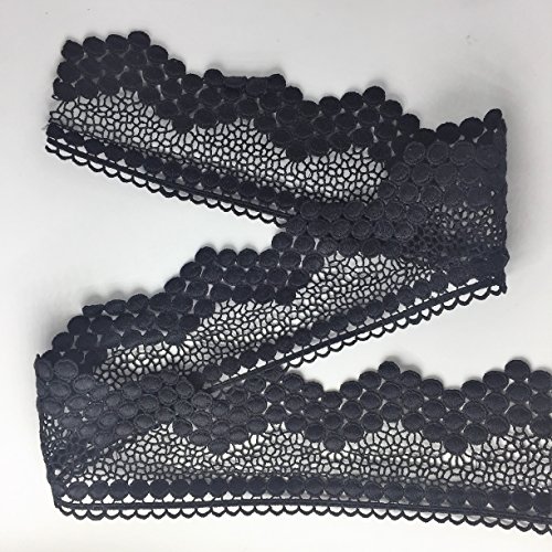 ELLA MAMA Lace Trim DIY Craft Ribbon 2-3/4“ x 3yds, Sewing Applique Craft (Black)